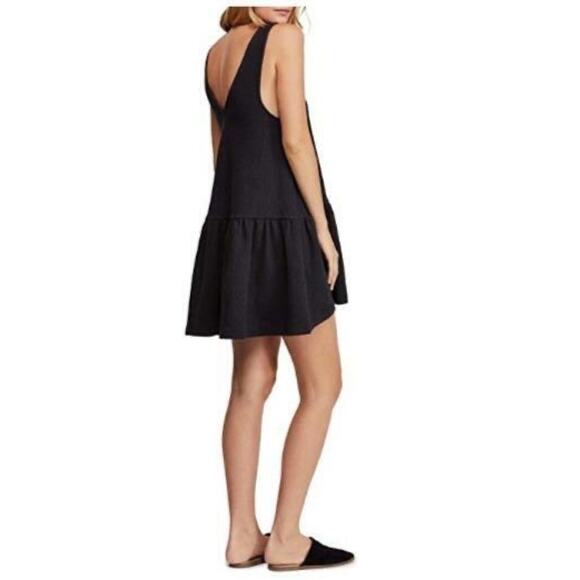 Free People Easy Street Mini Dress drop waist deep v back Extra Small Black - Picture 2 of 13
